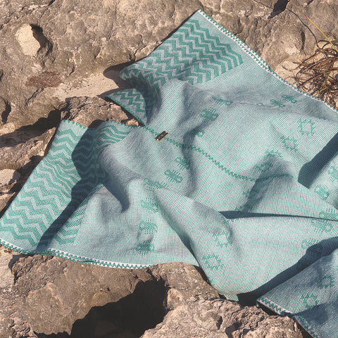 Kaftan Azurita - Aqua Con Toques De Bordado
